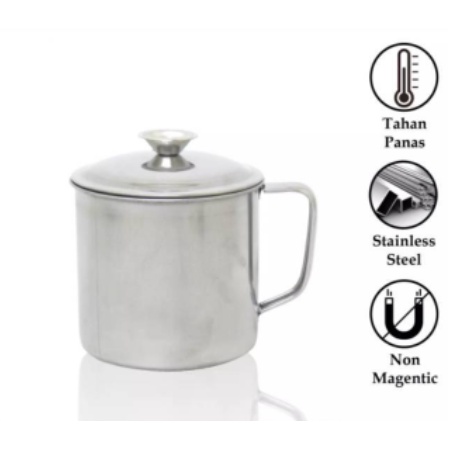 [ Cinicini ] Gelas Mug Cangkir Stainless Plus Tutup UK 8 CM