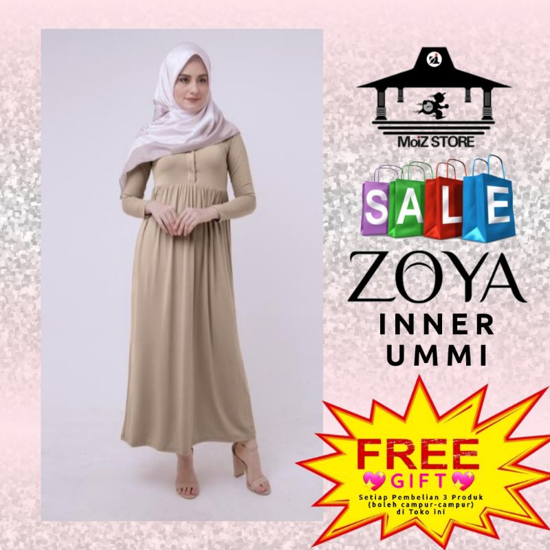 Zoya Inner Dress Gamis Ummi Zoya / Inner Umi Zoya / Iner Dress Dalaman Baju Gamis Lengan Panjang Mus