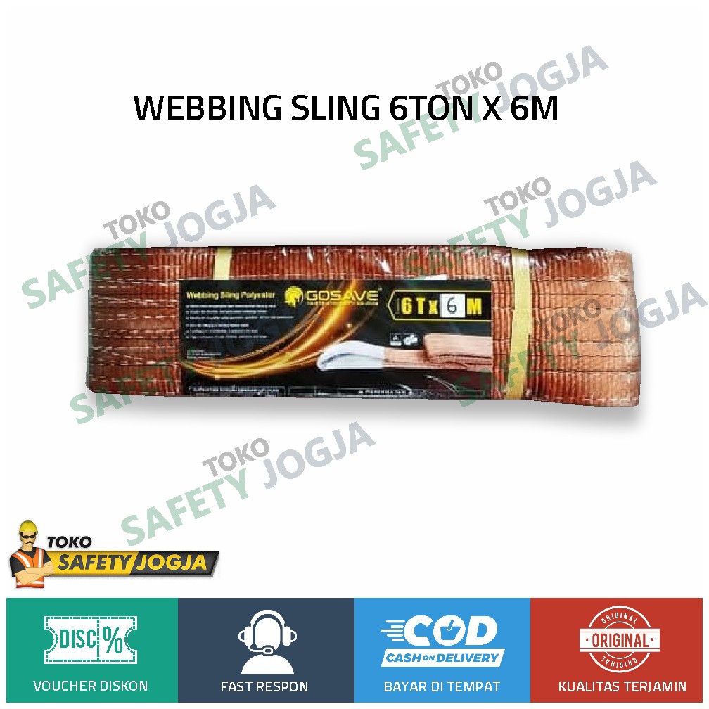 WEBBING SLING POLYESTER TALI PENGANGKAT PENARIK PENGIKAT 6TON X 6M