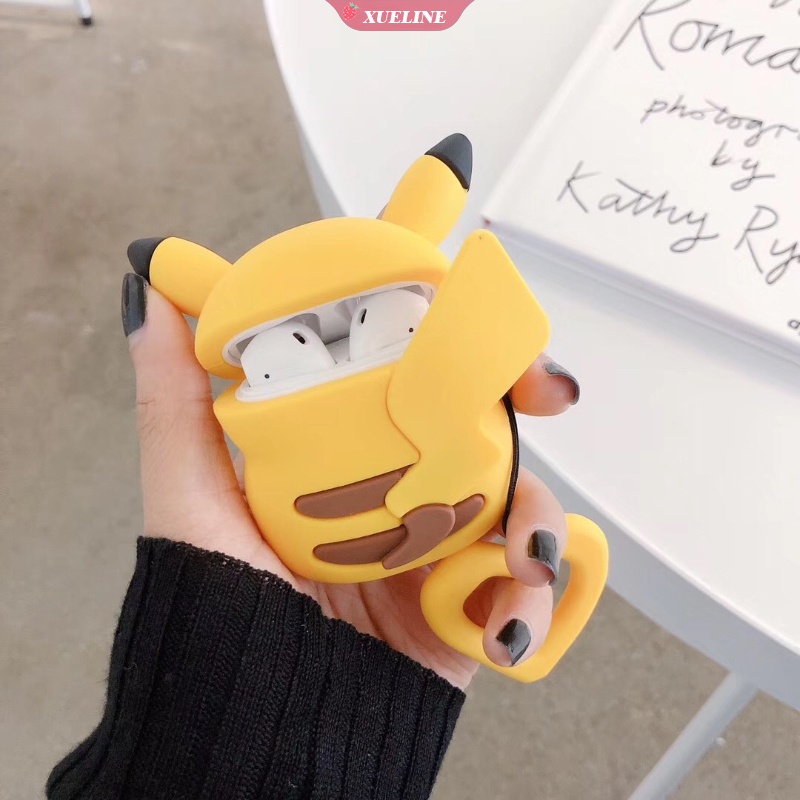 Casing Soft Case Silikon Motif Kartun Pikachu Untuk AirPods 1 / 2
