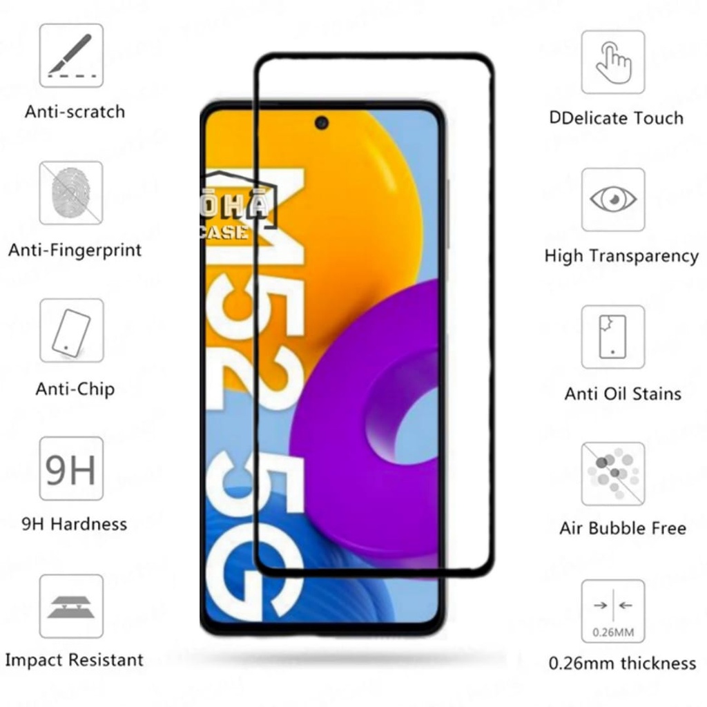 PROMO Tempered Glass SAMSUNG GALAXY M52 5G  Full Layar List Hitam Screen Guard Protector Antigores Kaca