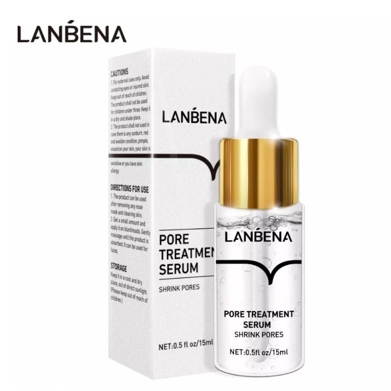 LANBENA PORE TREATMENT SERUM UNTUK MENGECILKAN PORI-PORI MENGURANGI KEKERINGAN MENGONTROL MINYAK BERLEBIH MENGENCANGKAN WAJAH HALUS LEMBUT-15ml