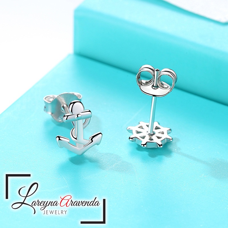 Anting Korea Wanita Silver S925 Model Jangkar Kemudi Bajak Laut AT053