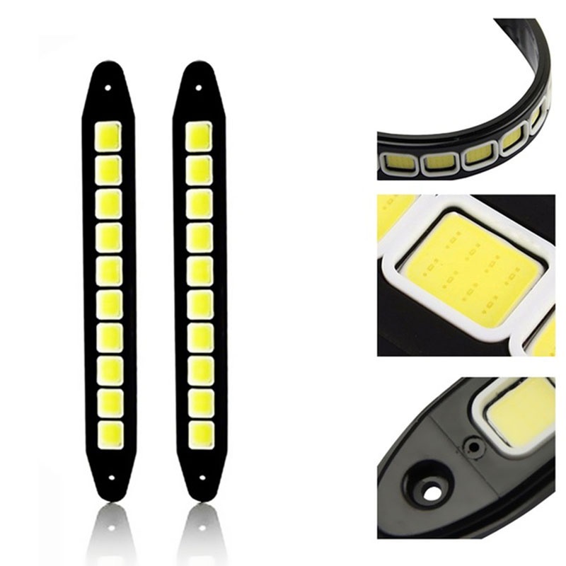 (LUCKID) 1pc Lampu Strip 10-led COB 12V Untuk DRL / Foglamp Mobil