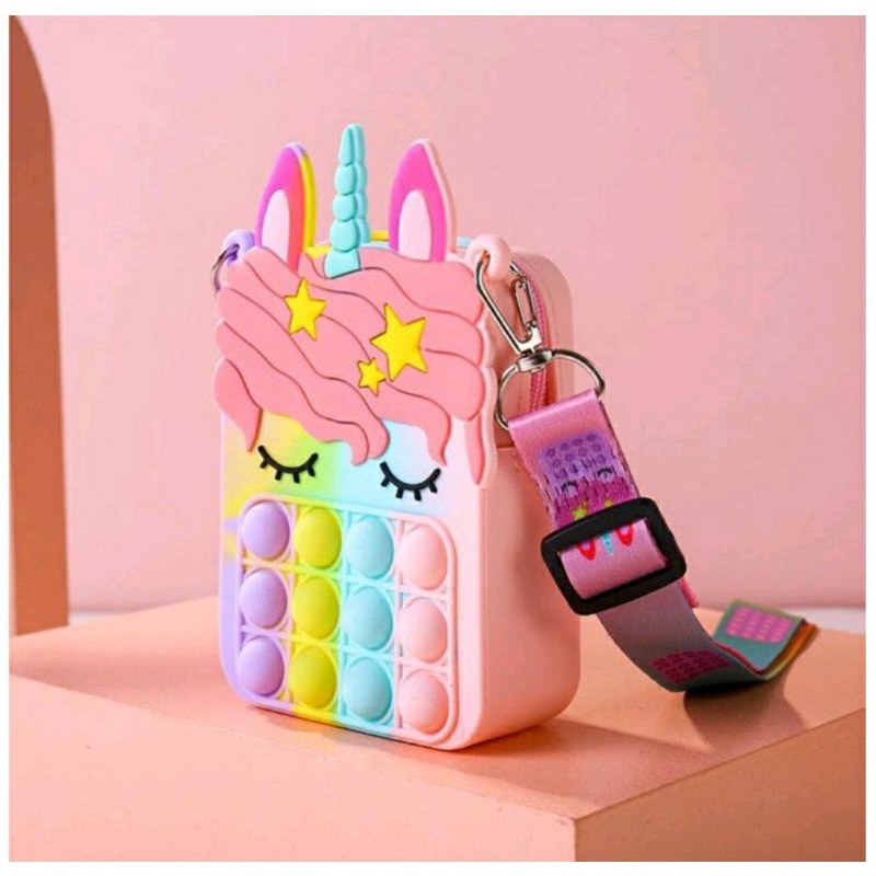 TAS POP IT RAINBOW UNICORN CANTIK VIRAL/Tas Selempang Pop it/Tas Selempang anak/Tas Unicorn pop it/T