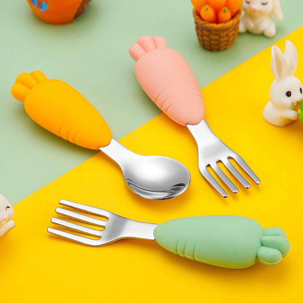 Solighter Children Utensil Reusable Spoon Fork Spoon Makan Bayi Makan Anak Alat Makan