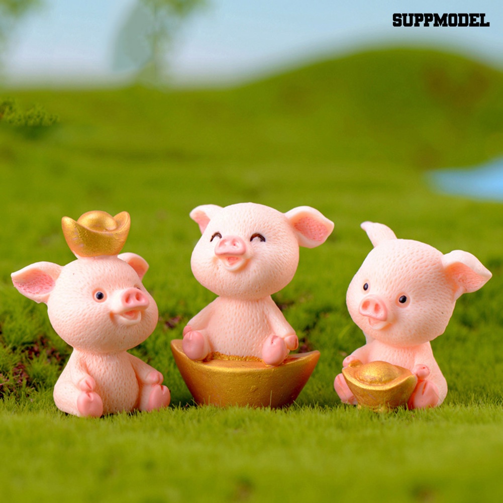 Ornamen Miniatur Babi Keberuntungan Bahan Resin Untuk Dekorasi Taman