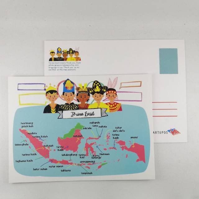 

Kartu Pos /Postcard Map Indonesia - Thank You