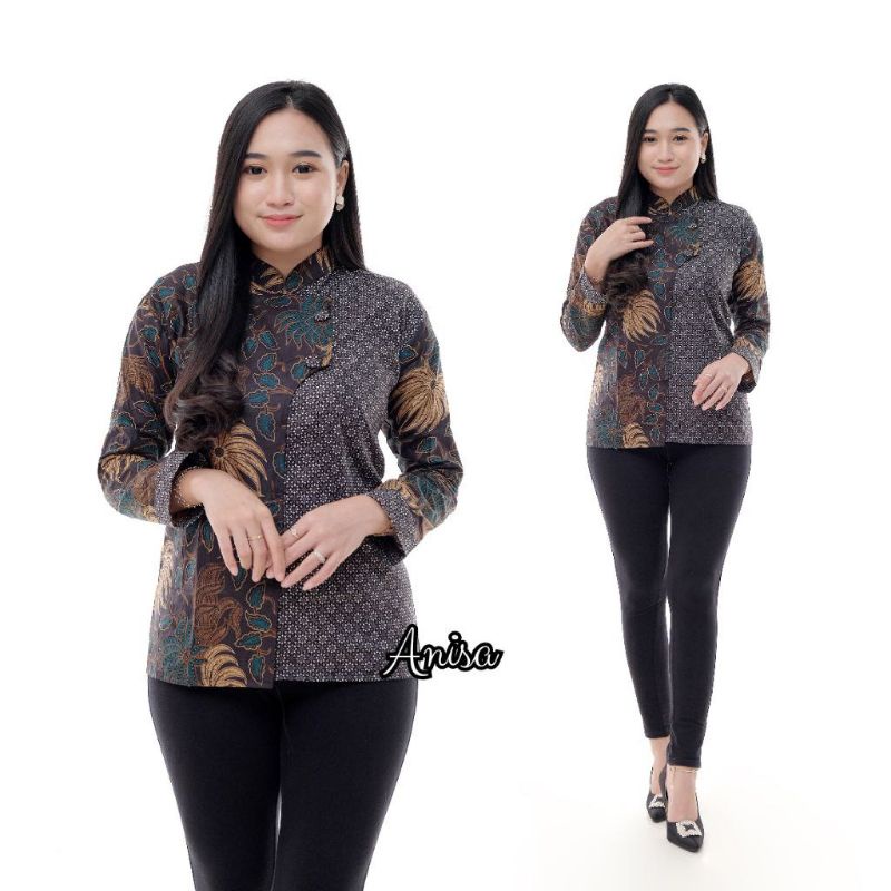 ATASAN BATIK WANITA MODERN BAJU BATIK KANTOR WANITA COUPLE BATIK NEW HEM BLUS BLOUSE TRENDING INTERNATIONAL COUPLE SERAGAM TERLARIS [AUFFAMART]PD2-new 14