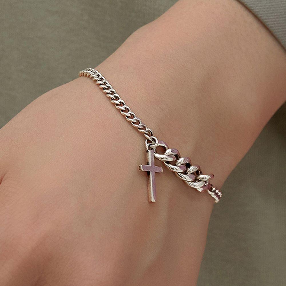 Mxbeauty Gelang Wanita Punk Vintage Cross Pendent Copper Hip Hop Bangles