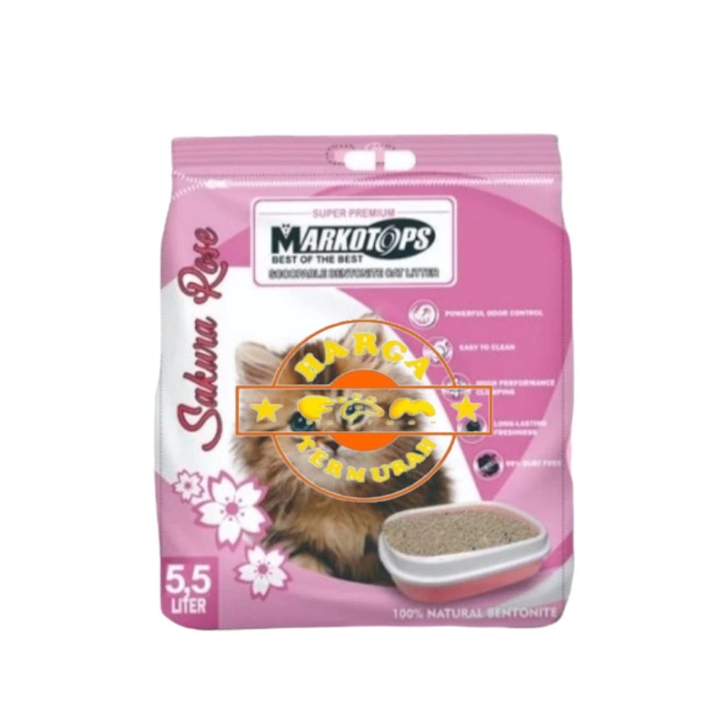 Pasir Kucing Markotops 5.5 lt Pasir kucing Gumpal 5.5 Liter Non Kawan