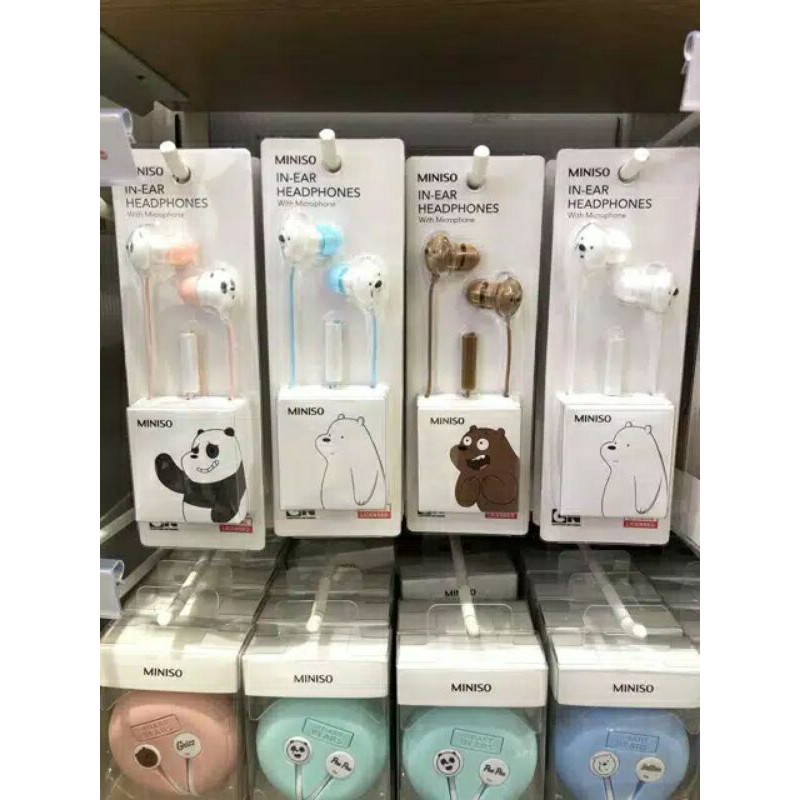 Jual Miniso Headphones In Ear We Bare Bears Headset With Microphone