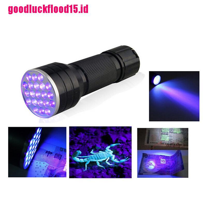 {LUCKID}UV Ultra Violet 21 LED Flashlight Mini Blacklight Aluminum Torch Light Lamp NEW