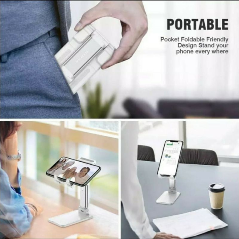 LIFTABLE FOLDABLE PHONE HOLDER STAND HP DIMEJA FOLDING GENERASI DUA