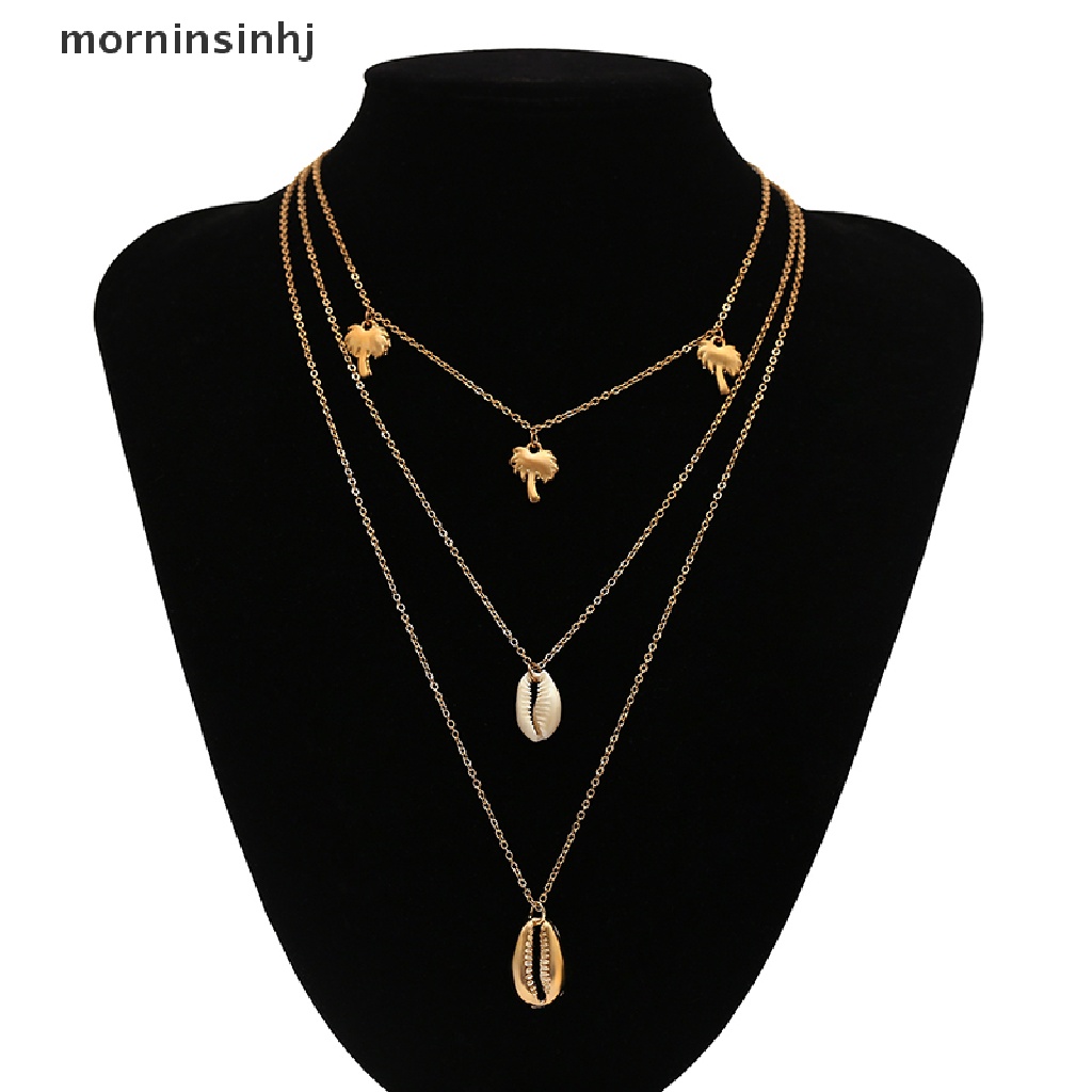 Mor Kalung Boho Multilayer Aksen Kerang Lautrumbai Untuk Wanita