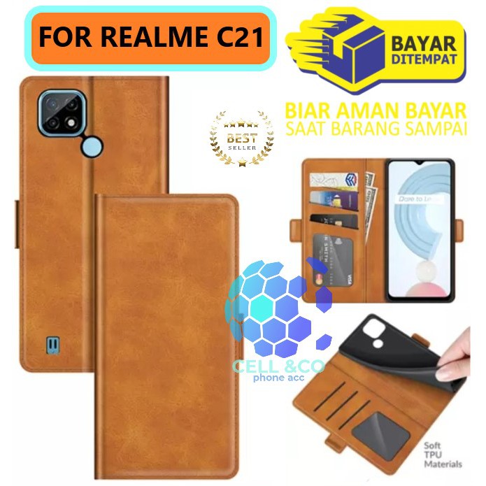 Flip cover REALME C21 Flip case buka tutup kesing hp casing flip case leather wallet