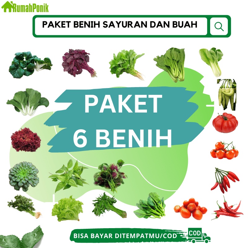Paket Benih Sayuran (Pakcoy, Sawi Dakota, Bayam Merah, Bayam Hijau, Kangkung, Caisim, Selada Merah, 