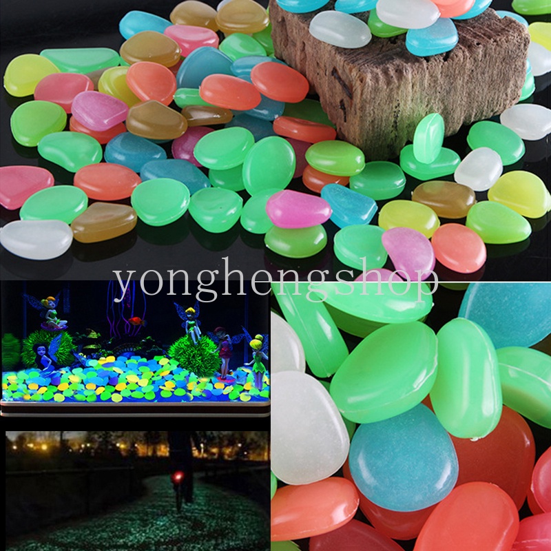 25pcs / set Batu Kerikil Glow In The Dark Untuk Dekorasi Taman / Akuarium