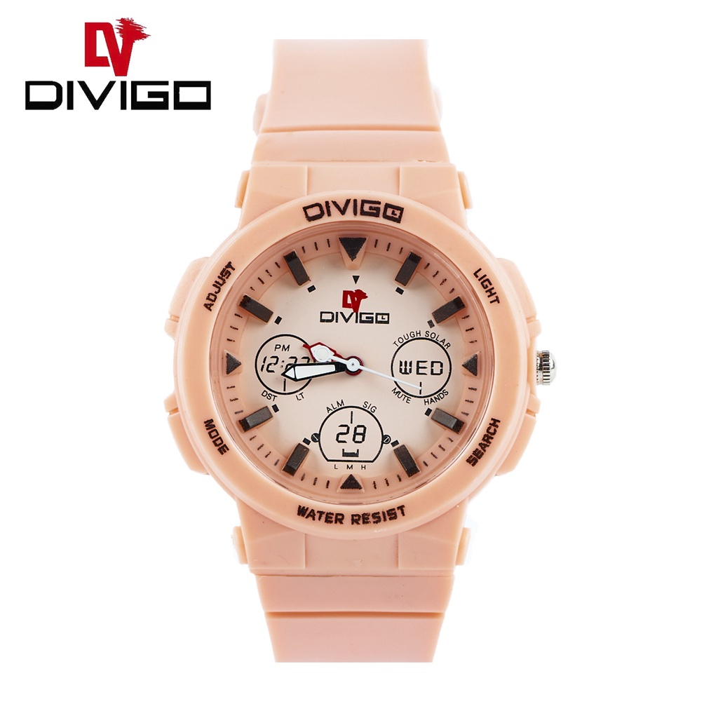 Jam Tangan Wanita Divigo Original D-12 Analog Warna Strap Rubber Water Proof