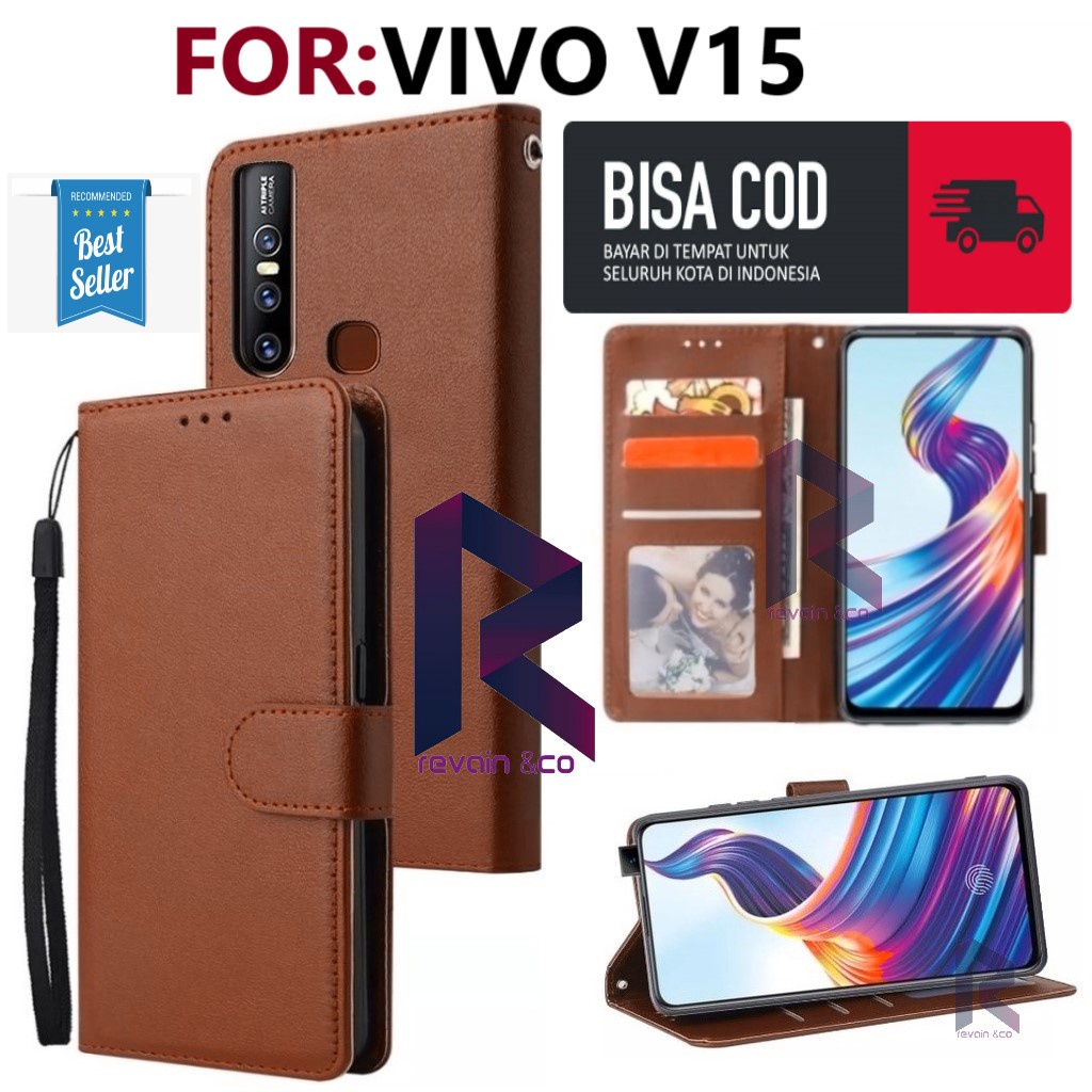 FLIP COVER VIVO V15 FLIP WALLET LEATHER KULIT PREMIUM SARUNG BUKA TUTUP FLIP CASE VIVO V15