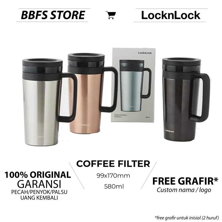 Lock n Lock Coffee Filter Mug 580ml LHC4197GOD Mug Termos Kopi premium