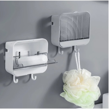 Q5Q Tempat Sabun Batang 2in1 Tempel Dinding Anti Air Kuat