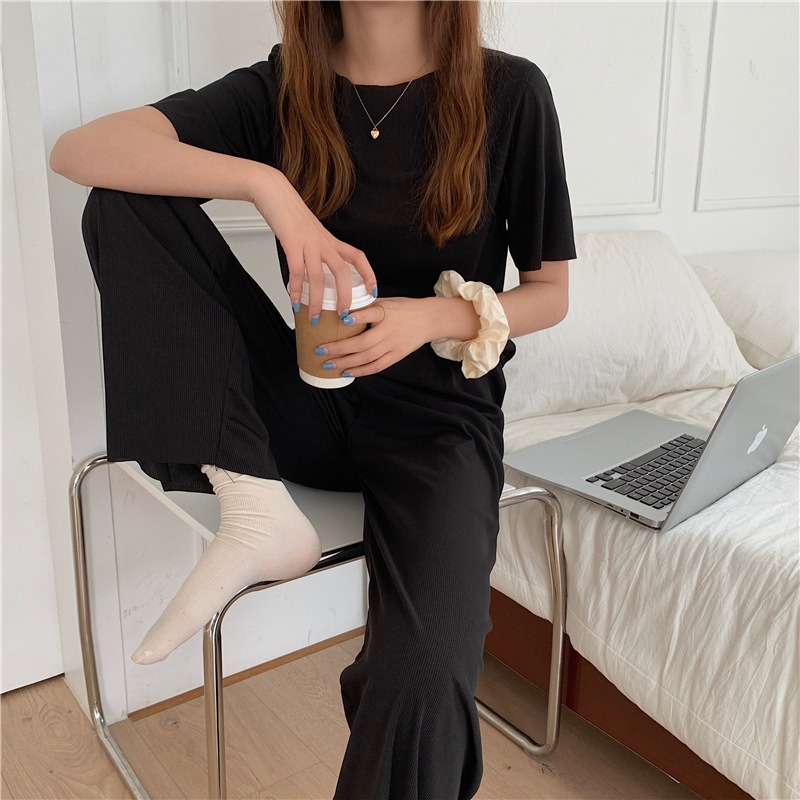 BAJU TIDUR WANITA PIYAMA WANITA PIYAMA PANJANG WANITA BAJU TIDUR PANJANG WANITA BAJU TIDUR PIYAMA PIYAMA LENGAN PENDEK BAJU TIDUR WANITA POLOS THARA LONG SET-4