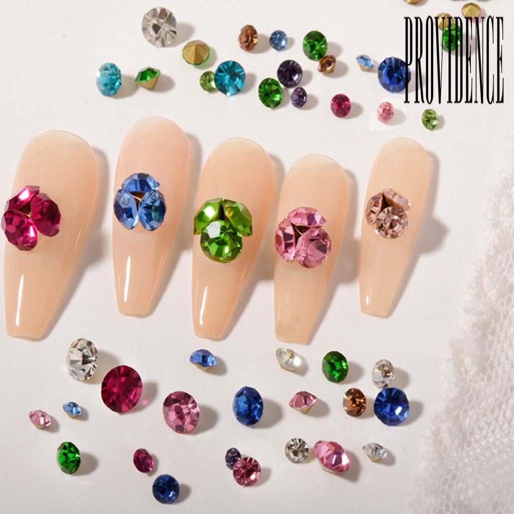 Providence 300Pcs / Set Berlian Imitasi Glitter Multiwarna Tahan Lama Untuk Nail Art / Manicure / Salon