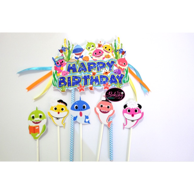 Topper Cake Birthday Baby Shark - Ready Stock