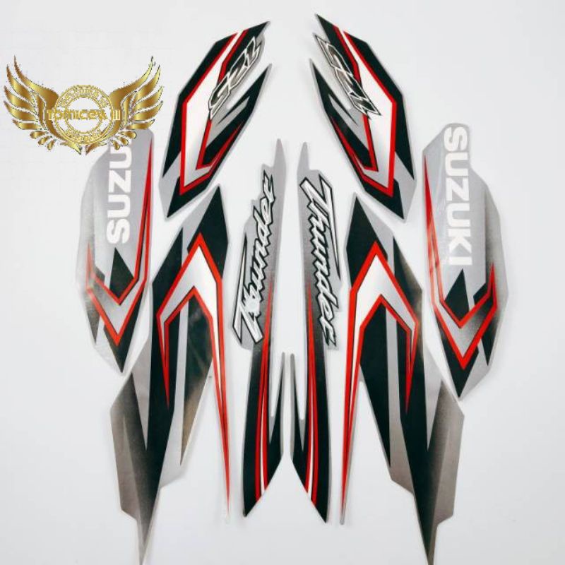 striping suzuki thunder 125 silver 2010 2011 list body motor standar