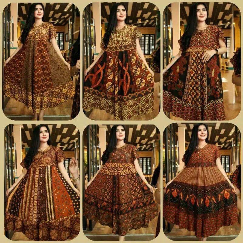 Daster Payung Klok Jumbo Monochrome Sogan Batik Kencana