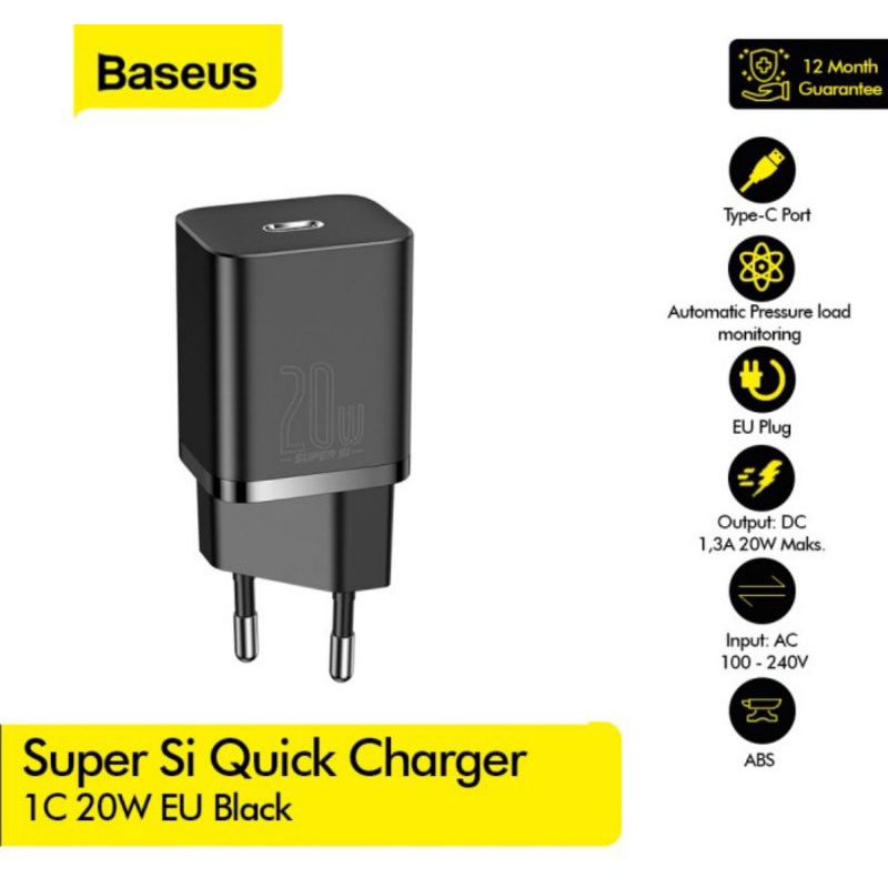 baseus adapter charger super si quick charge 20watt PD iphone 11 12 pro max original
