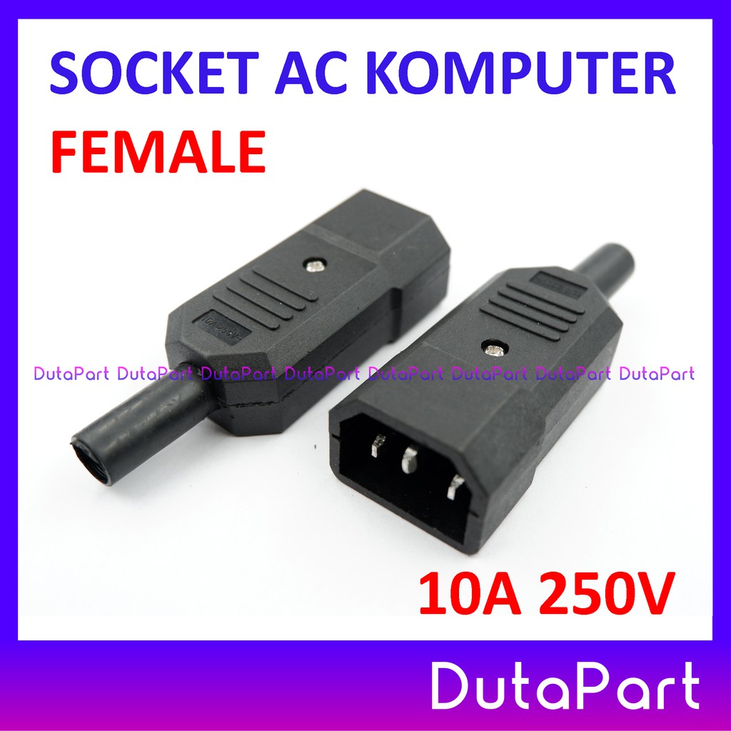 Socket AC MALE Komputer PC CPU Colokkan Jack JANTAN Power 10A 250V