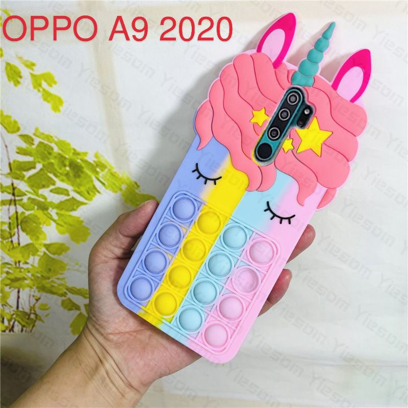 Casing POP IT OPPO A9 2020 SoftCase POP IT 3D Motif Unicorn Kuda Poni