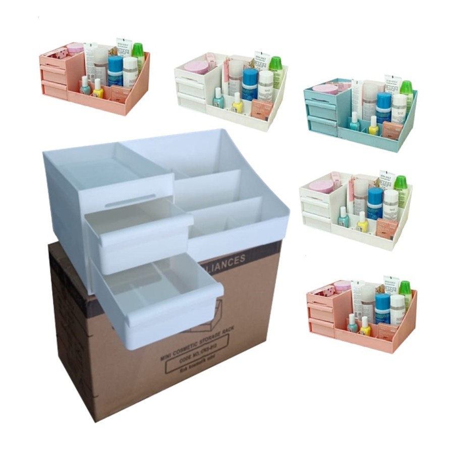 NEW Rak Cosmetic  Cosmetic Storage Drawer Kotak Penyimpanan Makeup Organizer Rak Kosmetik 2 Susun