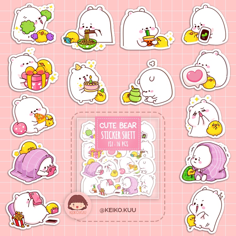 

STIKER CUTE BEAR LUCU WATERPROOF MURAH COCOK UNTUK HIASAN CASE HP / JOURNAL