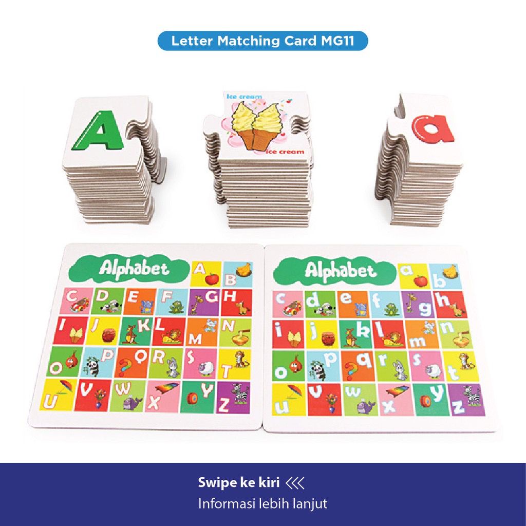 Mainan Edukasi Anak LETTER MATCHING CARD Matching Puzzle Kayu Belajar