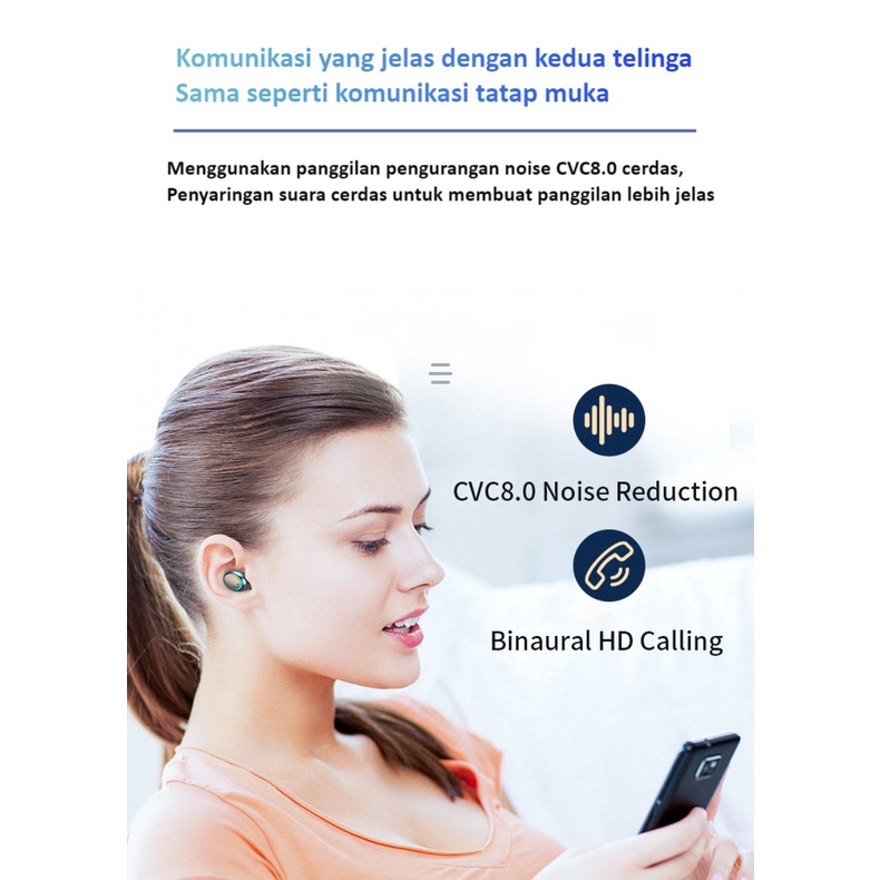 ITS Headset 5.0 Bluetooth Earphones EarPods With Kotak pengisian Stereo Panggilan HD Headphone Tahan air Debu Portabel