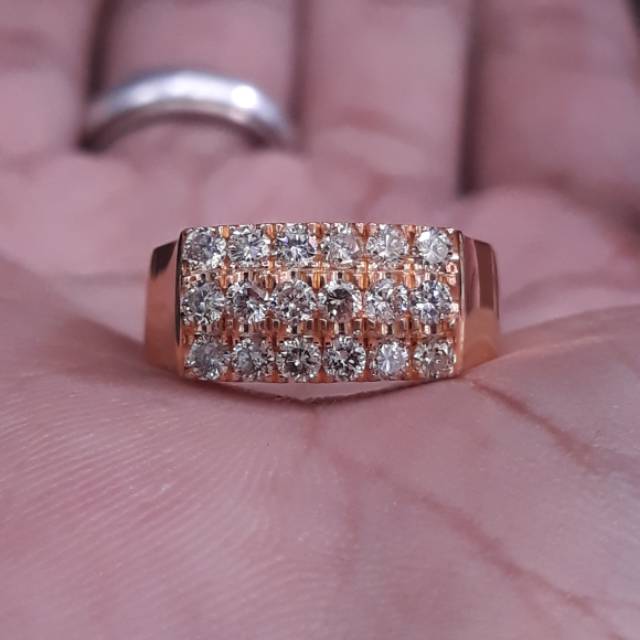 PROMO Cincin emas berlian [natural diamond] motif tangga presiden