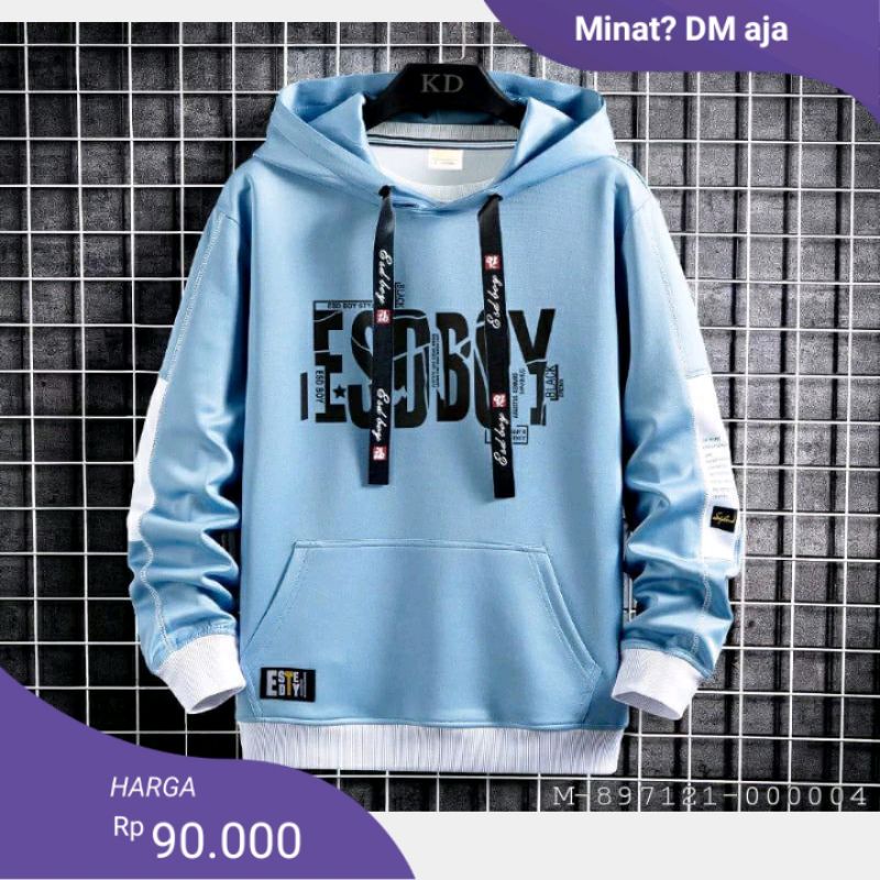 OUTERWEAR PRIA HOODIE ESOBOY VJAG-105Variasi：hitam, putih , abu, biru, marun