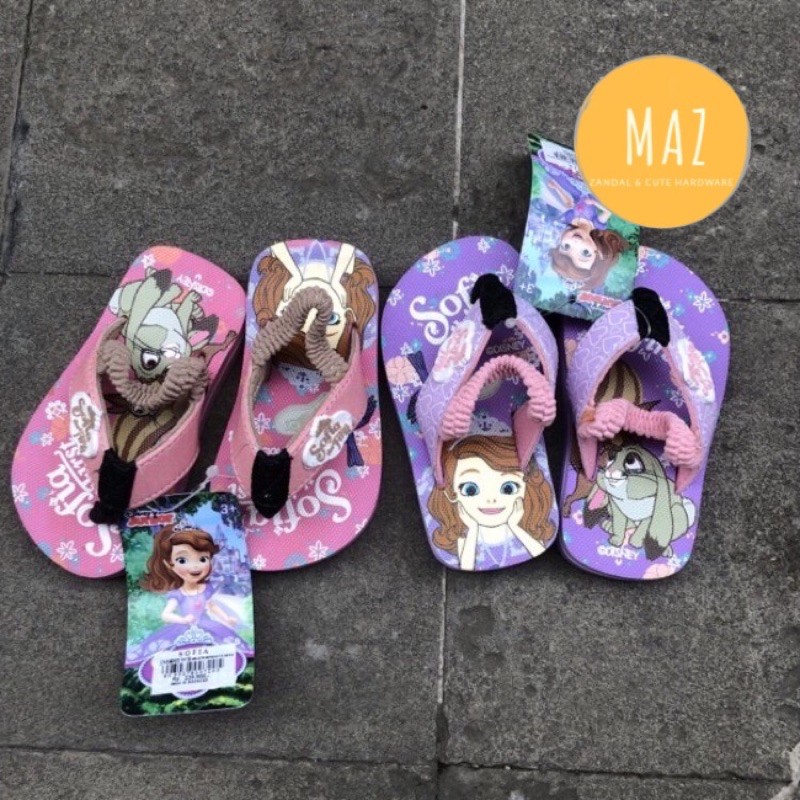 Zandilac Sandal Jepit Karet Bayi Balita Anak Perempuan / Cewek Sofia The First