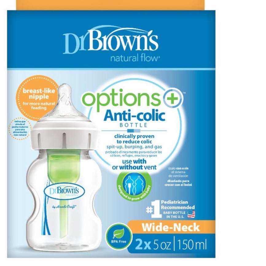 DR BROWNS TWIN OPTIONS+ PP WIDE NECK ANTI COLIC / 150ML (ISI 2PCS) / 52600