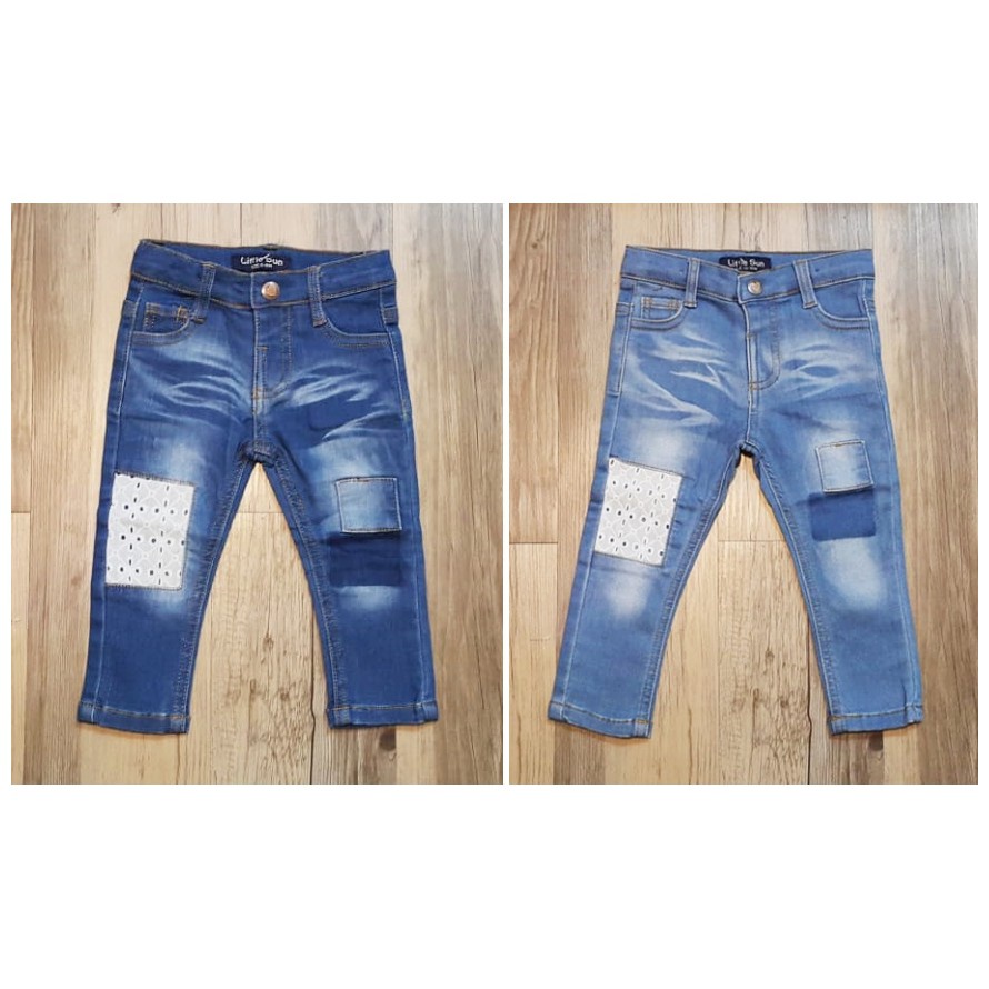 Celana Jeans Anak Bayi Perempuan Motif Renda 2W/ Celana Anak Perempuan Import