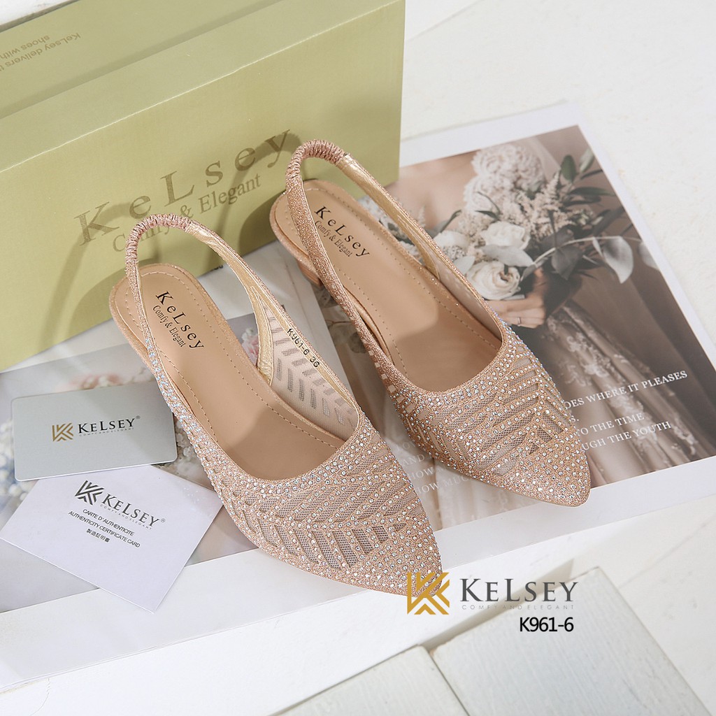 (GRATIS ALAS KAKI) Kelsey Sendal Heels Wanita 4cm Sandal Pesta K961-6
