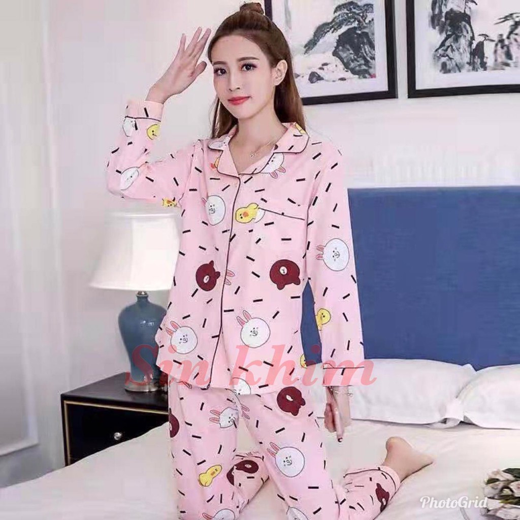  BAJU  TIDUR  WANITA  SETELAN LENGAN TANGAN PANJANG PIYAMA 