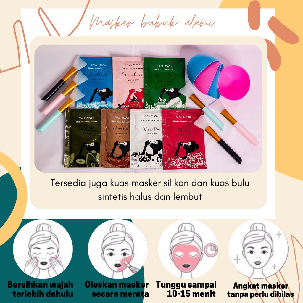 FACE MASK BUBUK ALAMI (BISA LANGSUNG DILEPAS TANPA DIBILAS)