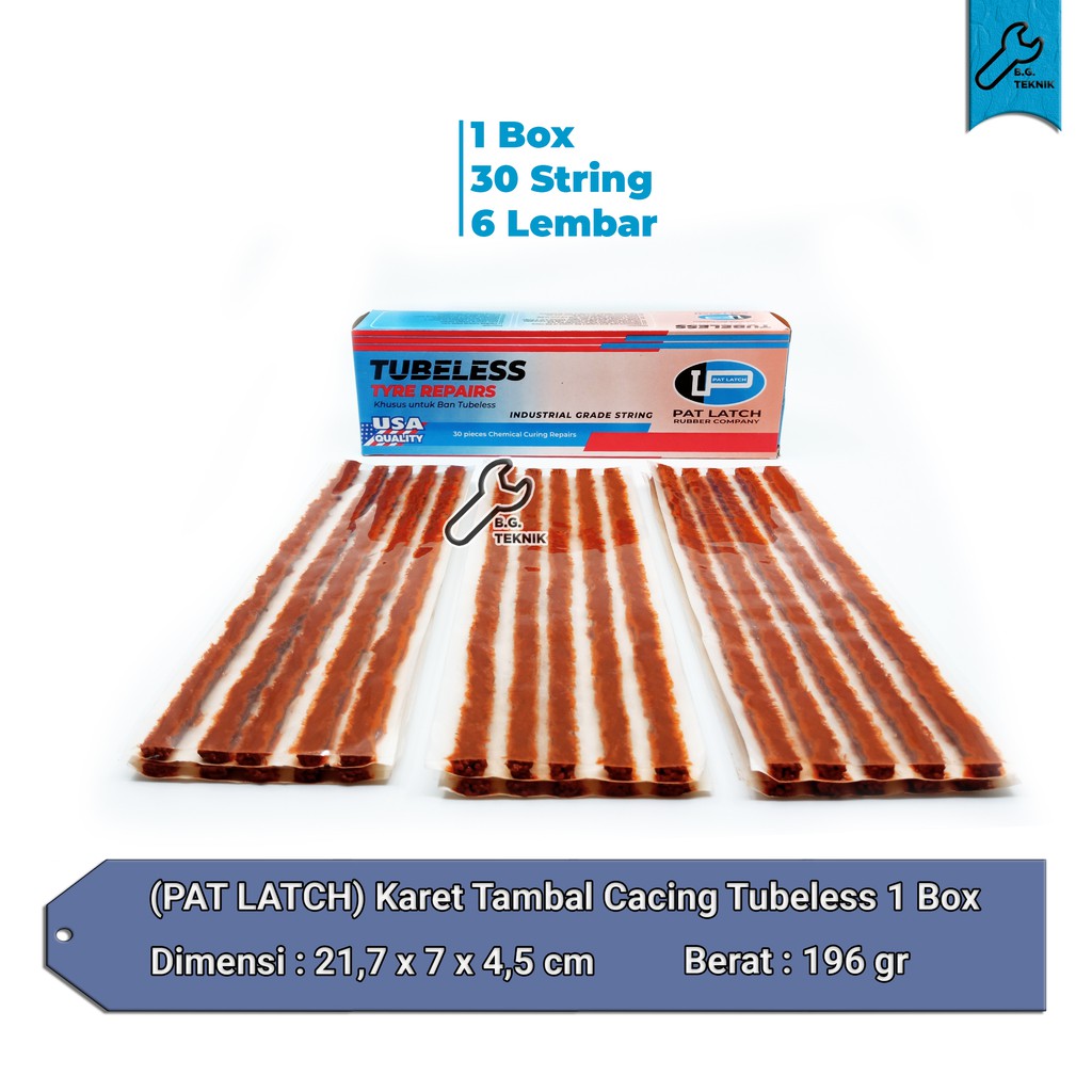 Pat Latch USA MADE karet tambal tubeless cacing tubles ORI TOP