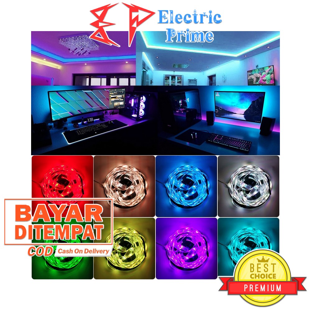 LED Strip Smart RGB Bluetooth Light 5 Meter 12V Power Adapter TRIPLEDI SMD5050 Waterproof Lampu Hias