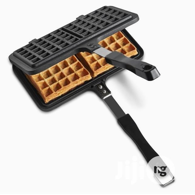 Double Waffle Pan Cetakan Kue Pancake Manual Belgium Waffle Maker