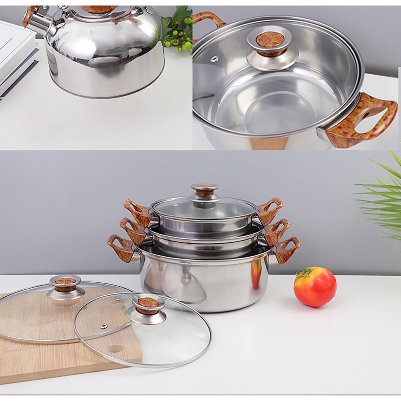 TERMURAH Set Panci Masak Stainless Steel SatuSet Wajan Panci Murah ANTI LENGKET Set Alat Masak Stainless termurah